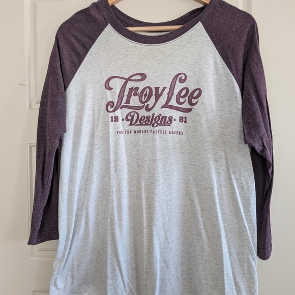 Troy Lee Designs Purple and Gray Raglan Shirt Dirtbike - Picture 1 of 2